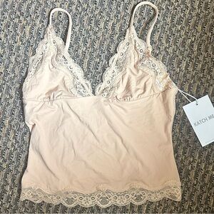 3/$25 🤍 Katch Me Lace Trim Cami Tank NWT Beige Nude Size M Runs Small